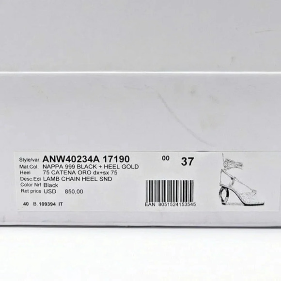 JW Anderson Women's Lamb Ankle Tie Chain High Heel Sandals Size 37 (MSRP $850) - Picture 12 of 12